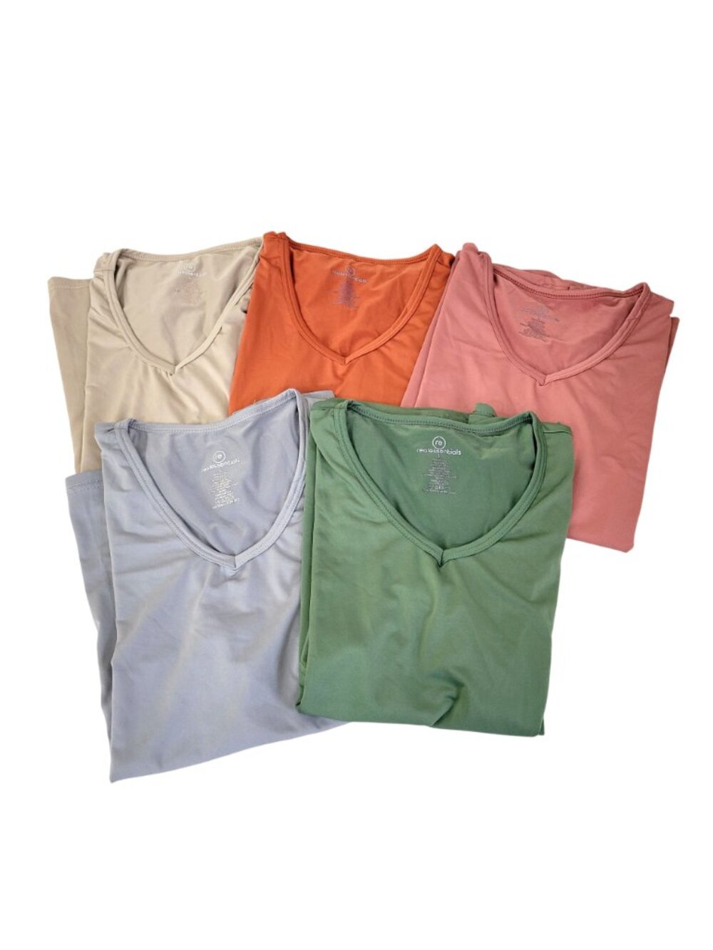 Real Essentials Women's V-Neck T-Shirt 5-Pack Assorted Colors Lightweight Size L - Picture 2 of 5